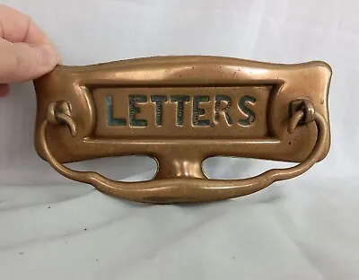 Antique Reclaimed Edwardian Art Nouveau Gold Brass Letter Box & Door Knocker • £69.99