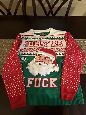 Men’s Spencer’s Jolly As F Ugly Christmas Sweater Size Large Lights Up! • $15