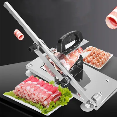Manual Frozen Meat Slicer Steel Beef Mutton Roll Meat Cheese Food Slicer Home • £15.95
