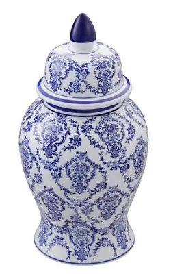 $75 • Buy 14  White And Blue Temple Ginger Jar - Floral Pattern