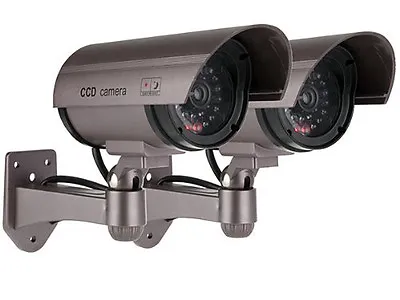 2 X Realistic Fake Dummy CCTV Security Camera Flashing LED Outdoor Surveillance • £9.25