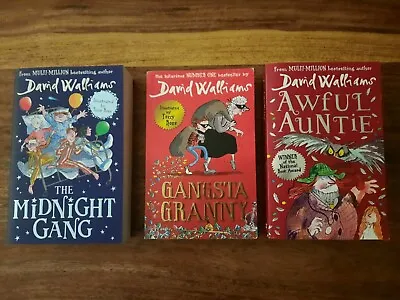 David Walliams Books X3 Midnight Gang Gangsta Granny Awful Auntie Paperback • £6