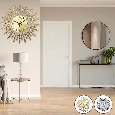 £26.49 • Buy 3D Large Diamante Crystal Jeweled Retro Style Wall Clock Beaded Living Room 38cm