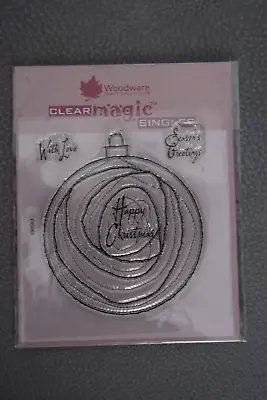 £3.49 • Buy Woodware Clear Stamp HAPPY CHRISTMAS SWIRLY BAUBLE