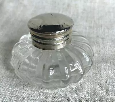 Vintage Glass Vanity Jar With Silver Hinged Lid Made In India • $14.99