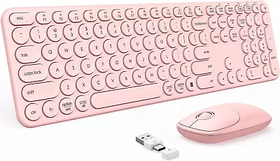 PEIOUS Wireless Keyboard And Mouse Combo Cute Rose Gold Keyboard With USB And T • $49.99