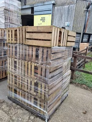 Wooden Crate Boxes Storage Apple Fruit Plain Wood Box Craft Crates - 3 Slatted. • £495