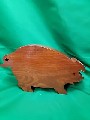 Vtg Wood Carved Pig Piggy Bank With Wood Stopper Americana • $22.46