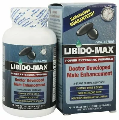 LIBIDO-MAX Power Extending Formula 75 Fast Act Liquid Soft-gels Exp:12/24🔥NEW • $20.99