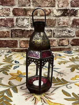 Vintage Style Moroccan Glass & Metal Lantern  • £12.99