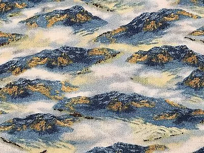 Fabric Mountain Range Whitetail Ridge On Blue Cotton 1/4 Yd M123 • $1.99