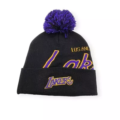 Authentic Mitchell & Ness Los Angeles Lakers Script Burst Beanie Sport Knit • $32.99