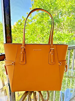 Michael Kors Voyager Leather East West Tote Shoulder Messenger Bag - Marigold • $117