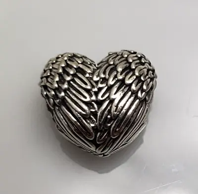 $29.95 • Buy Pandora Sterling Silver Angelic Feathers Heart Bead Charm 791751