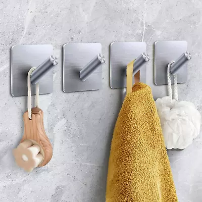 [4 Pack] Stainless Steel Wall HookTowel HooksRobe Hooks3M Adhesive HooksWate • $25.35