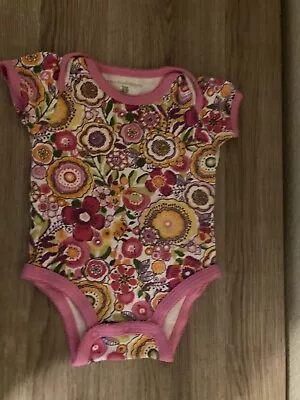 Vera Bradley Baby Bodysuit 0-3 Months Short Sleeve Pink Floral Print Ruffles • $9.99