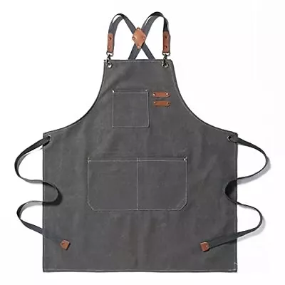 Tosewever Canvas Cross Back Chef Cotton Aprons For Men Women With Large  • $20.38