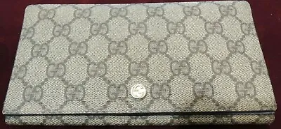 $399 • Buy Gucci GG Supreme Canvas Leather Long Flap Wallet -Excellent Condition& Authentic