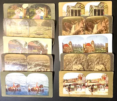 Lot Of 10 Stereoview Cards Various Topics #12 • $20