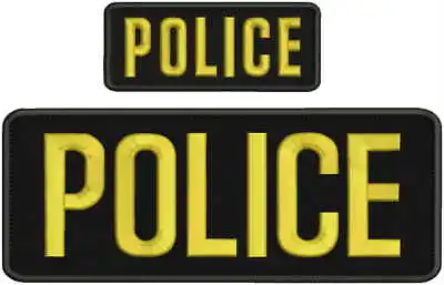 Police Embroidery Patches 4x10 And 2x5 Hook On Back Gold Letters • $15.99