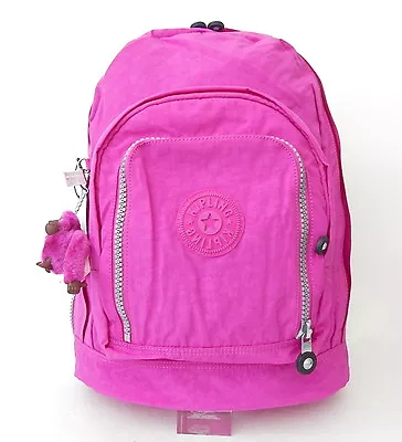 NWT Kipling Hiker Expandable Backpack With Furry Monkey Pink Orchid • $89.95