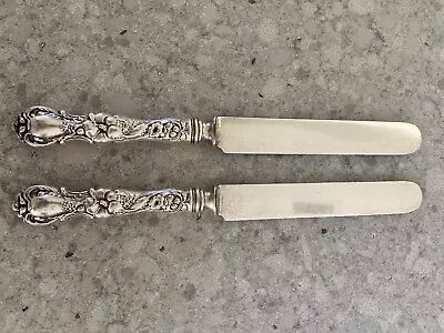 Antique Wallace Silverplate 1835 Floral Knives 9 1/2 Inches Set Of 2 • $19.95