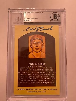 Edd Roush Auto Beckett Authenticated Autograph Hall Of Fame Plaque Postcard • $34.99