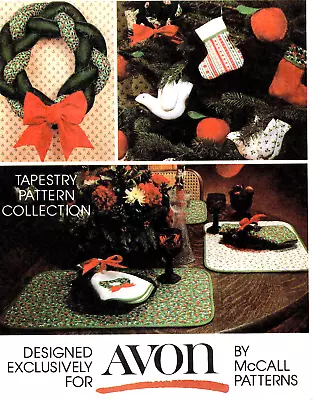 1980's McCall's Tapestry Christmas Wreath Stocking Ornaments Pattern 5380 UNCUT • $6.98