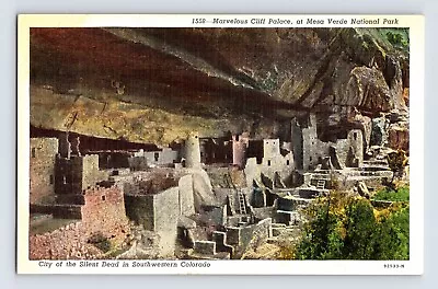 Postcard Colorado Mesa Verde Park Cliff Palace Residence 1940s Unposted Linen • $4