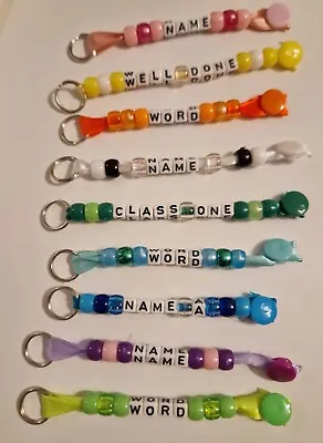 Personalised Handmade Bead Keyrings For Keys School Bag Gifts Any Colour Name • £0.99