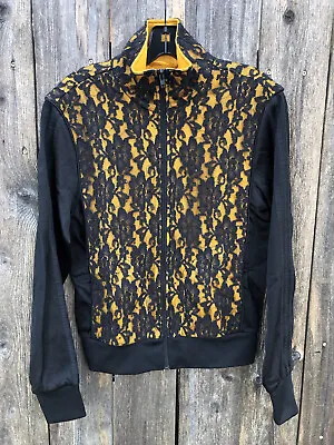 $399.99 • Buy Jeremy Scott Adidas Women Full Zip Track Jacket Laces Sequins Floral Black Sz M