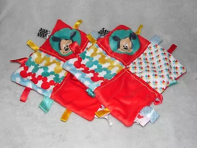 Disney Mickey Mouse Comforter Soft Toy TWO Red Posh Paws Blankie • £13.45