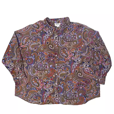 Mainstreet Blues Brown Paisley Floral Long Sleeve Button Shirt - 2XL Western • $15