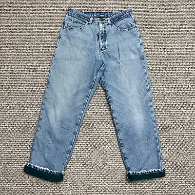 LL Bean Jeans Mens 30x28 Blue Denim Flannel Lined Trousers Winter Work Pants • $14.45