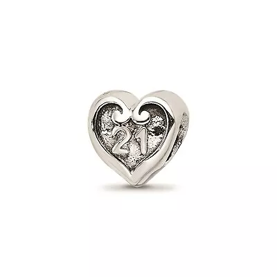 Reflection Beads Sterling Silver Antique Finish Age 21 Birthday Heart Bead • $20