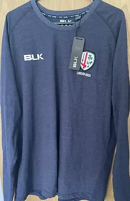 London Irish Rugby Blue Long Sleeve T Shirt 3XL • £20