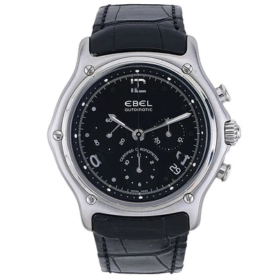$2600 • Buy Ebel 1911 Chronograph 9137240 Mens Watch Black Dial Leather Strap 40mm 2013