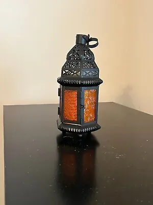 NEW Decorative Black Metal & Glass Morrocan  Designed Lantern • $12.99