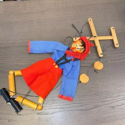 Vintage Handmade Wooden Pinocchio Boy Puppet Marionette On Strings *READ* • $27.99
