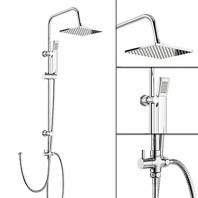 £28.99 • Buy Stainless Steel Dual 2 Mixer Shower Heads Rainfall Rail Hose Riser Kit Valve Set