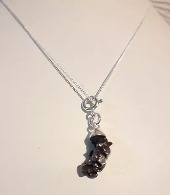 Meteorite In Cap Pendant & Chain Sterling 925 Silver Campo Del Cielo Argentina 3 • £16.95