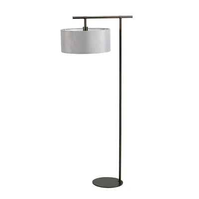 Floor Lamp Painted Dark Brown Grey Cylinder Shade Dark Brown LED E27 60W Bulb • £389.99