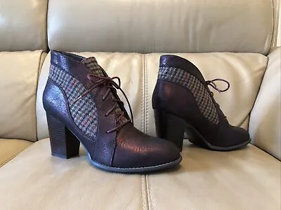 £15 • Buy 'joe Browns' Burgundy/tweed Ankle Boots Size 7 Worn Once