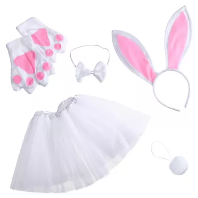  Bunny Ear Headband Plush Girl Child Stuffed Rabbit Kids Costume White • £12.78