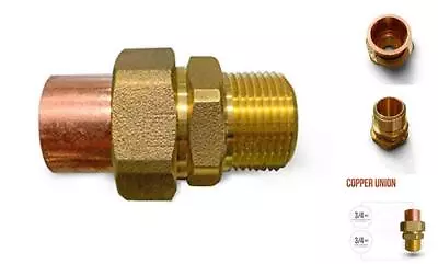  DDNV0034 3/4  Copper Union Fitting With Sweat To Male Threaded Connects  • $27.26
