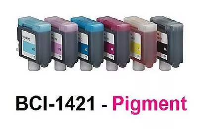 6 X Ink For Canon W8400P W8400 Pg / BCI-1441MBK BCI-1441Y BCI-1421 Pigment Ink • £302.08