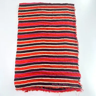 Marc By Marc Jacobs Scarf Womens Multicolor Striped Raw Hem Rectangular • $23.40