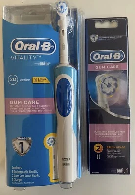 $39.95 • Buy Oral B Vitality Plus Gumcare Electric Toothbrush And 2 Replacement Brush Heads.