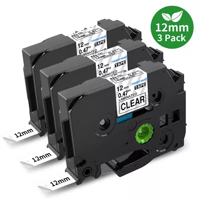 Laminated Tz Label Tape TZe-131 12mm Black On Clear For Brother P-Touch PT-H101C • £188.99
