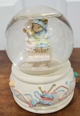 Snow Glitter Globe Mama & Baby Mice In Rocking Chair  Plays Bruhm's LuLLaby EUC • $8.99